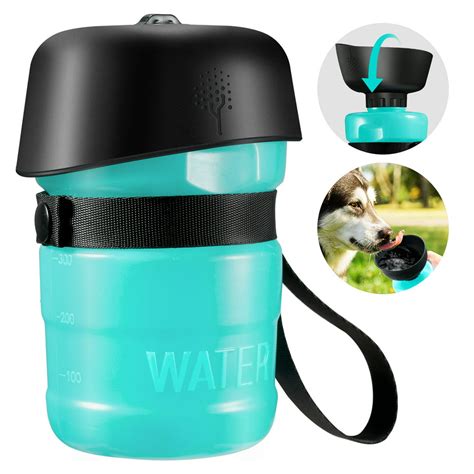 LANGRIA Portable 2 in 1 Dog Water Bottle, Foldable Pet Water Bottle ...