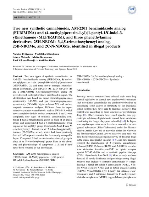 (PDF) Two new synthetic cannabinoids, AM-2201 benzimidazole analog ...