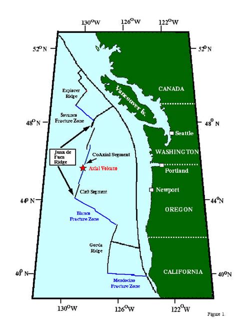 Map of the Juan de Fuca Ridge in the NE Pacific Ocean. | Download ...