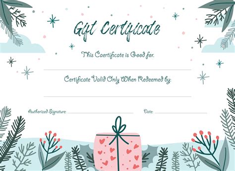 Blank Christmas Gift Certificate Template Printable Vouchers, Free ...