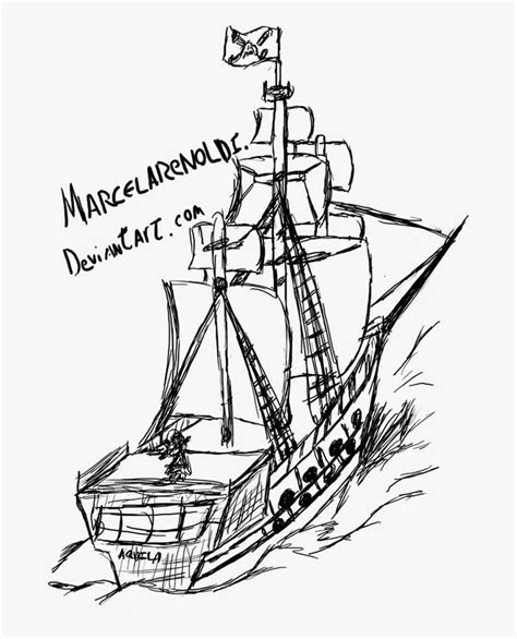 Pirate Ship Sketch By Marcelarenoldi On Deviantart - Back Of Pirate ...