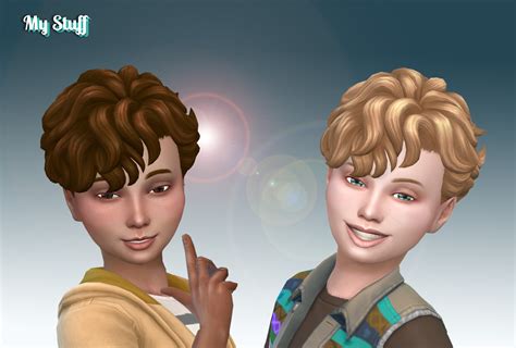 Sims 4 Hairs ~ Mystufforigin: Mid Curly hai retextured for Boys