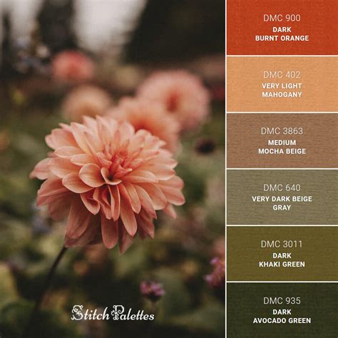 Orange Dahlia - Embroidery Color Palette (With Thread Codes)