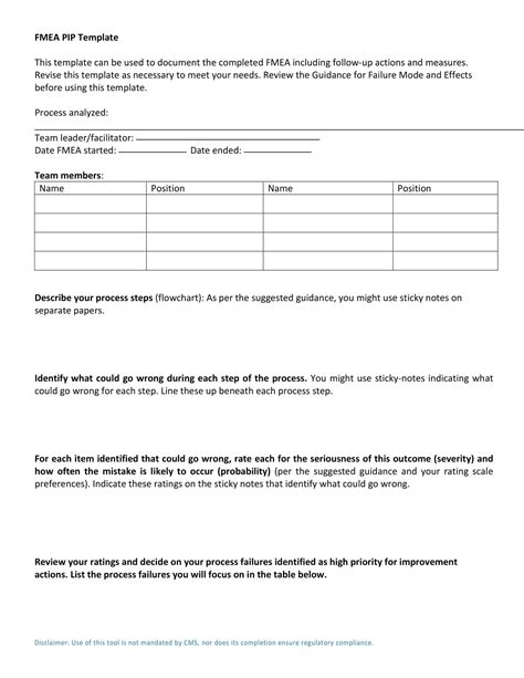 Free Printable FMEA Templates [PDF, Excel, Word] Example