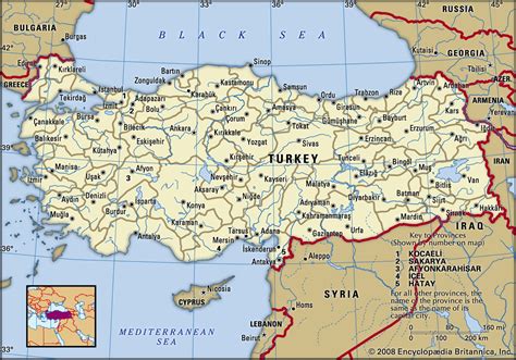 Turkey. Political map: boundaries, cities. Includes locator. Turkey Map ...