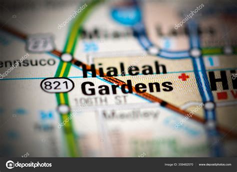 Hialeah Gardens Geographical Map Usa Stock Photo by ...