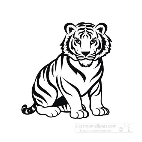 Animal Outline Clipart-baby tiger black outline clip art