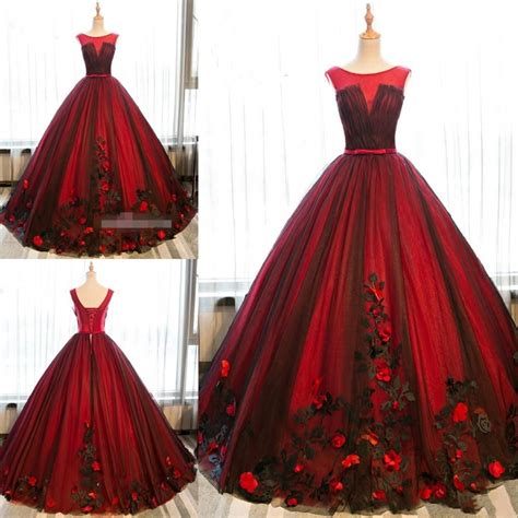 2020 New Black And Red Ball Gown Quinceanera Dresses Tulle Sweet 16 ...