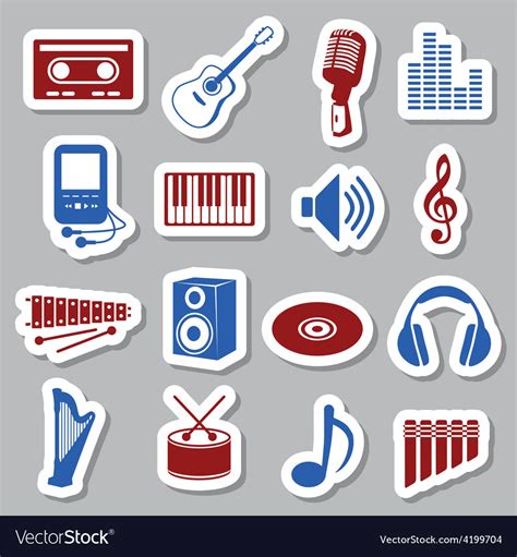 Music stickers Royalty Free Vector Image - VectorStock