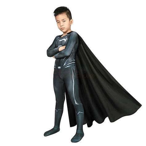 Black Superman Costume for Kids Justice League Clark Kent Superman ...