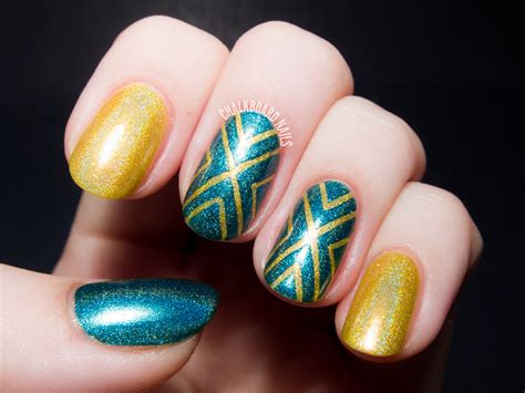 Converging Chevrons: A Holographic Tape Manicure | Chalkboard Nails ...