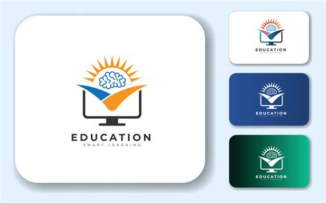 Education Logo Design Concept For Light Bulb, Computer, Books, And ...