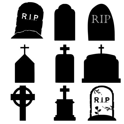 tombstone silhouette illustration and grave tombstone set 12846668 ...