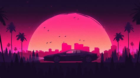 Pink Retro City Lamborghini, HD Artist, 4k Wallpapers, Images ...