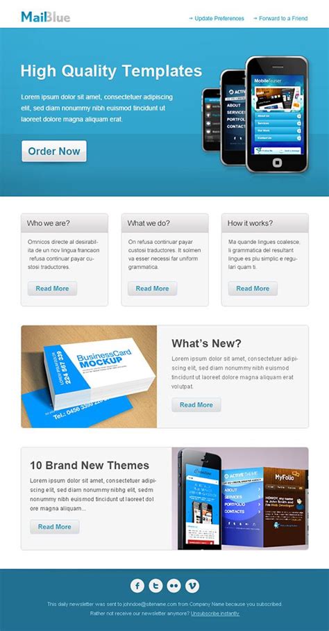 Business email template in blue color scheme. We assure you that thi ...