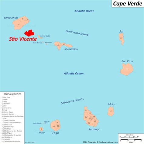 Map of São Vicente Island | Cape Verde