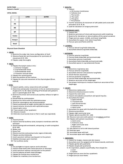 Physical Exam Checklist | Anatomical Terms Of Motion | Lung