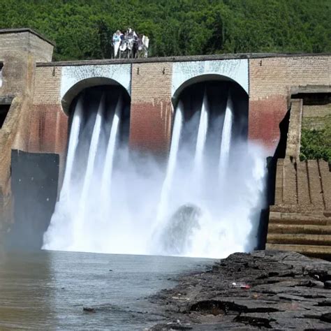 enormous, ancient floodgates opening to release a | Stable Diffusion ...