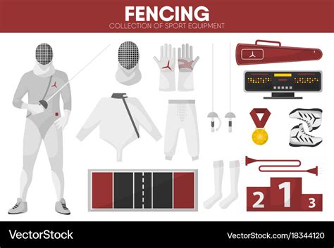 Fencing sport equipment swordsman fencer garment Vector Image