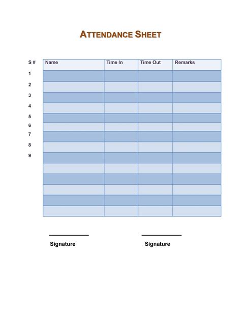 Attendance Sheet Excel Template 50 Free Example - RedlineSP