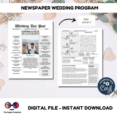 Editable Wedding Newspaper Program Newspaper Wedding Program - Etsy