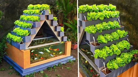 Organic vegetables idea! DIY aquaponics from ceramic tiles and cement ...