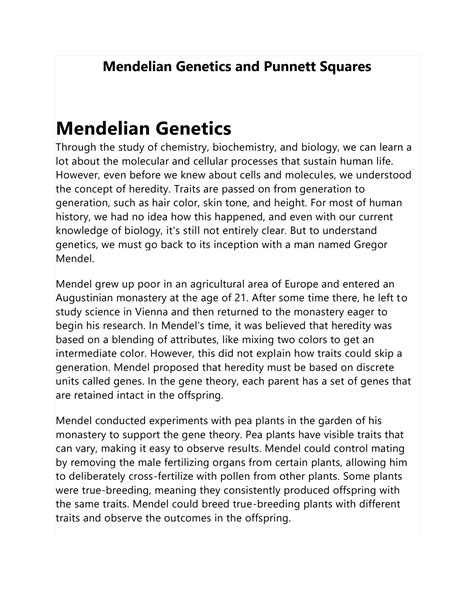 SOLUTION: Mendelian genetics and punnett squares - Studypool