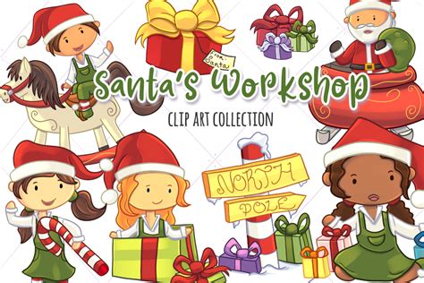 Santa's Workshop Elves Collection (105894) | Illustrations | Design Bundles