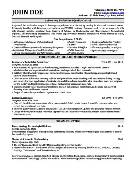 Laboratory Technician Resume Template | Premium Resume Samples & Example