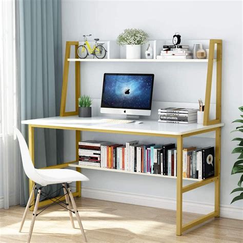 Buy Tribesigns Computer Desk with Hutch and Bookshelf, 47 Inches Home ...