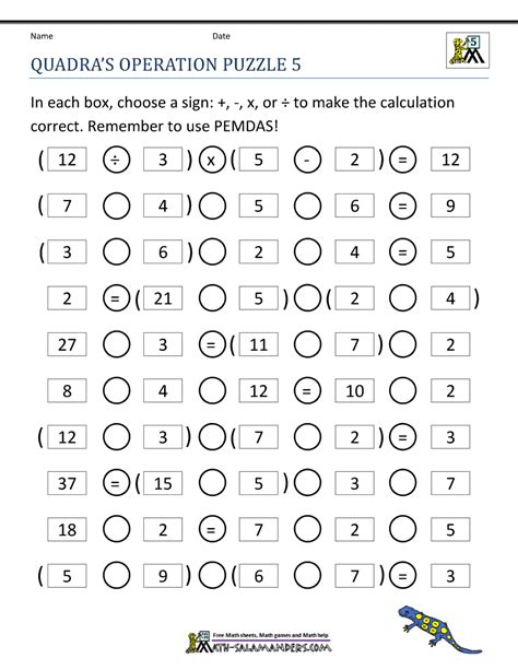 Printable Math Puzzles 5th Grade