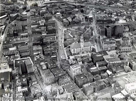 An aerial view of Downtown Worcester, 1939, Worcester Massachusetts ...