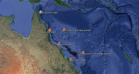 Great Barrier Reef Satellite Map