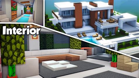 Minecraft: Large Modern House 15 Interior Tutorial How to Build a House ...