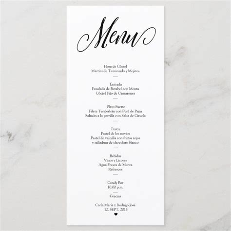 NUESTRA BODA Editable Spanish Menu Card | Zazzle | Spanish menu, Menu ...