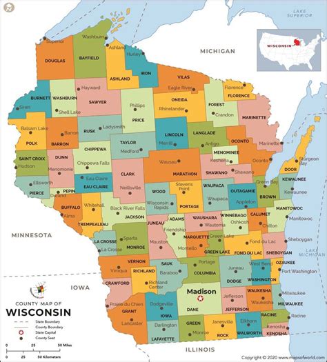 Wisconsin Map With Counties - Metro Map