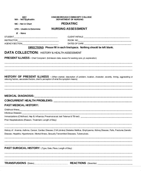 Printable Nursing Assessment Forms