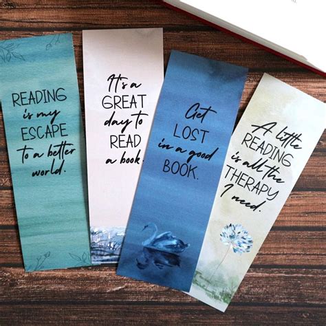 Printable Bookmarks Set With Bookish Quotes Bookmark Digital PDF ...