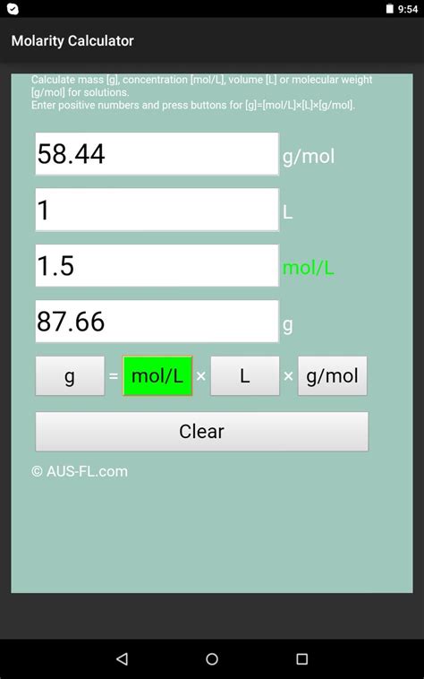 Descarga de APK de Molarity Calculator para Android