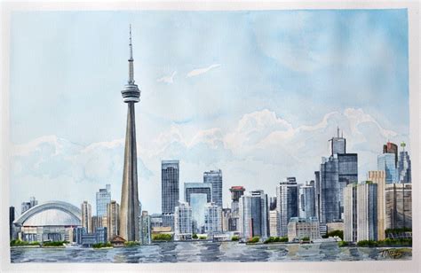 Toronto Skyline Watercolor by Tyleen on deviantART | Skyline painting ...