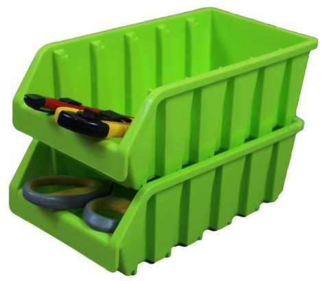 Set of 2 Plastic Storage Stacking Bins, Green - Walmart.com