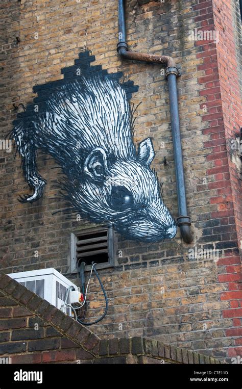 Graffiti rat by ROA on side of building Shorditch East London Stock ...