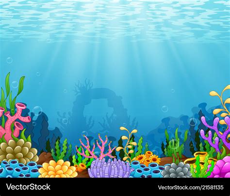 Underwater scene with tropical coral reef Vector Image