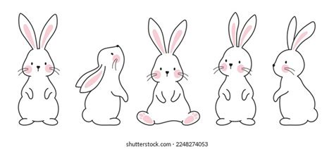 White Easter Bunny Rabbits Easter Eggs Stock Vector (Royalty Free ...