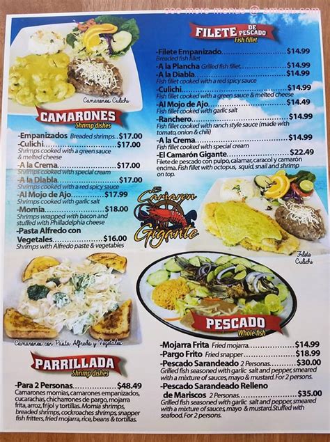 Online Menu of Camaron Gigante Restaurant, Tolleson, Arizona, 85353 - Zmenu