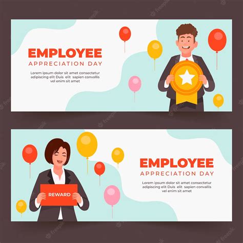 Free Vector | Flat employee appreciation day horizontal banners set