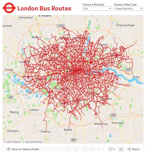 London Bus Routes - The Benefits of Linear Geometries in Tableau 10.4