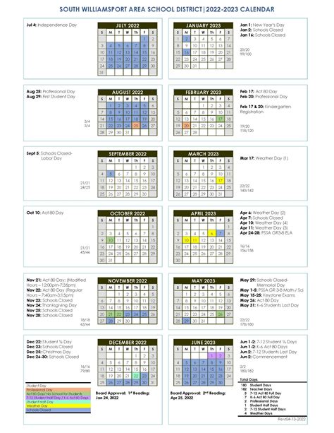 School Calendar – South Williamsport Area School District