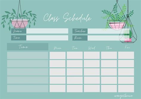 FREE!!!! Class Schedule Template for you. For PDF File, you can ...