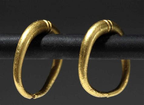 Ancient Roman 24K Gold Hoop Earrings (pr)